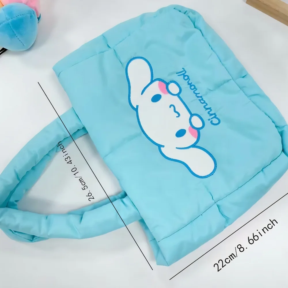 Light Blue Embroidered Cinnamoroll Puffy Purse/Tote Bag